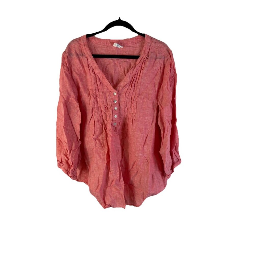 Sigrid Olsen Linen Button Front Popover Shirt Coa… - image 1